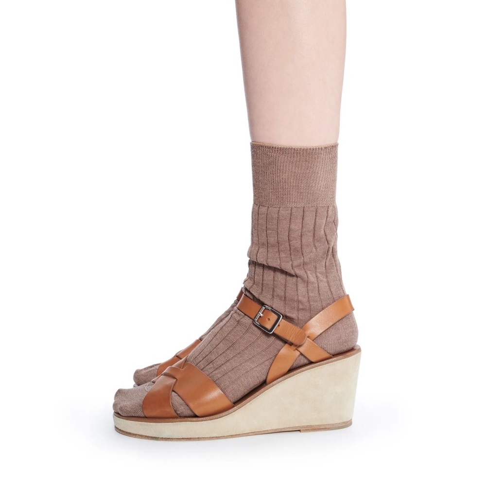 A.P.C. Brown Judith Leather Wedge Sandals 10M